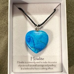 Howlite Blue Heart Pendant Necklace